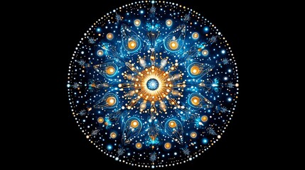 Poster - Intricate cosmic mandala design with bright stars and a radiant center in stunning 4K quality