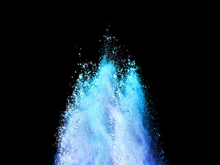 Wall Mural - abstract powder splatted background. blue powder explosion on black background. colored cloud. color