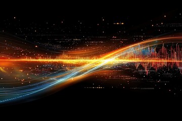 Poster - Digital matrix data waveform abstract concept in the context of music dynamic wave