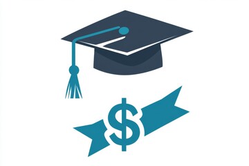 Poster - A clean and simple icon of a graduation cap with a dollar sign underneath, representing tuition fees