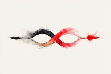 Poster - Abstract watercolor design with flowing red and black lines on a light background, perfect for artistic projects