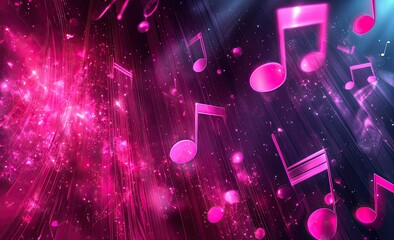 Poster - A lively and colorful abstract background with musical notes, designed for a music party atmosphere