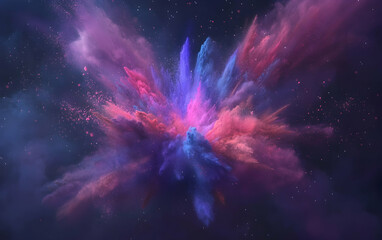 Wall Mural - colorful powder explosion on a dark background, holi festival concept
