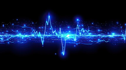 Poster - Abstract Blue Light Waveform Digital Art