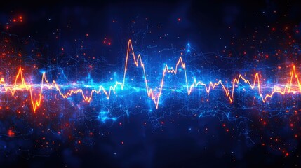 Poster - Abstract Digital Waveform Energetic Glowing Lines