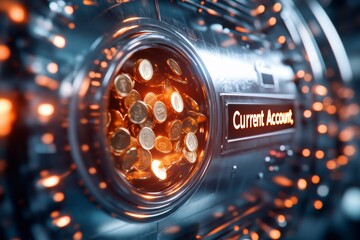 Poster - A magical bank vault with floating golden coins labeled 