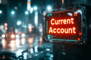 Poster - A neon-lit cyberpunk city where a digital banking billboard displays a 