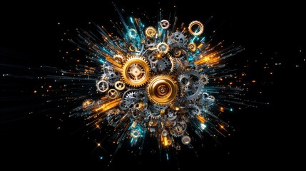 Poster - Dynamic gears and sparks create a mesmerizing display of technology and creativity in 4k