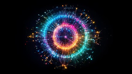 Poster - Colorful abstract digital art with vibrant light particles and swirling patterns in 4K quality