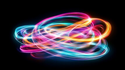 Poster - Colorful light trails swirling in an abstract pattern over a dark background at night