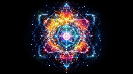 Poster - Colorful geometric pattern showcasing vibrant energy and intricate design in high definition