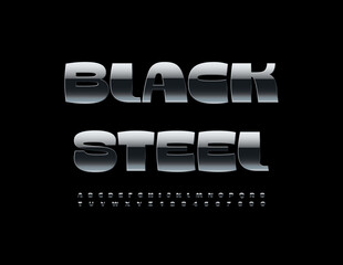 Aufkleber - Vector Black Steel Font for Sport, Fashion, Logo Design. Industrial Digital Alphabet Letters and Numbers set.