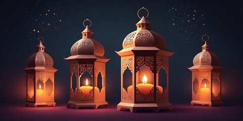 Poster - elegant lanterns illuminate a dark setting during a festive evening celebration