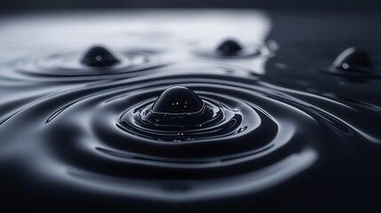 Aufkleber - Dark liquid drop impact ripples, close-up studio shot, abstract background