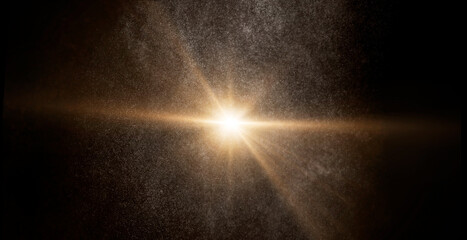 Wall Mural - golden light rays shining through cosmic dust and particles, creating a beautiful and ethereal effec