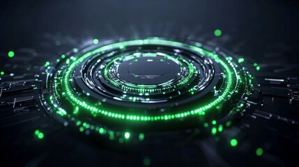 Fototapete - Advanced ai technology visualization with dynamic green lights in a 4k setting