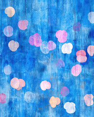 Wall Mural - Colorful abstract background with pastel shapes on blue texture