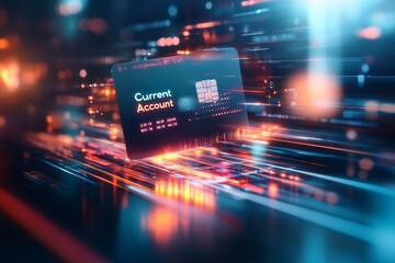 Poster - A stylized debit card with a small animated 