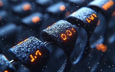 Poster - Digital countdown timer, keyboard background, data processing, future tech concept