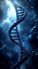 Poster - DNA strand, cosmic background, genetic research, science concept, medical illustration