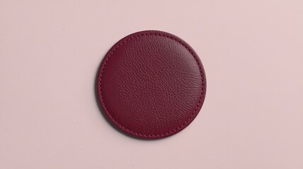 black circular leather patch mockup template on a white background.
