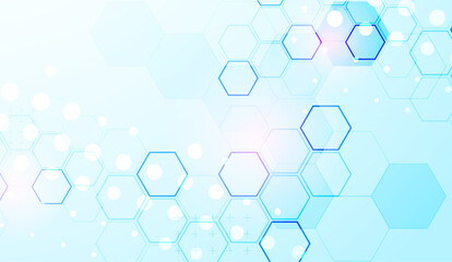 Aufkleber - Abstract science background with hexagons. Blue gradient. Vector.
