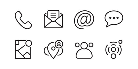 Poster - Contact us icon vector. Communication icon set , phone , email, massage, gallery, location , website line icon set .