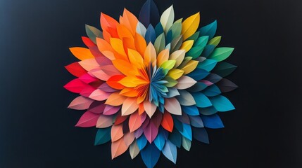 Poster - Colorful paper flower design created with layered petals in vibrant hues