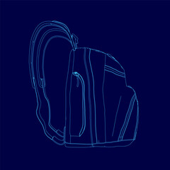 Poster - A backpack is shown in a blue color. The backpack is designed to be a drawing of a backpack