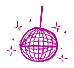 Wall Mural - disco ball party birthday related icon crayon chalk drawing vector