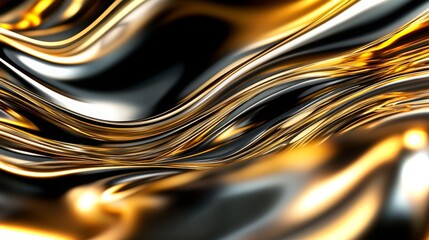 Poster - Flowing golden and black patterns create a captivating visual experience in 4K resolution