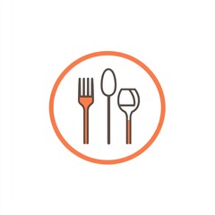 Wall Mural - Cutlery set, simple icon, restaurant menu, white background, food service