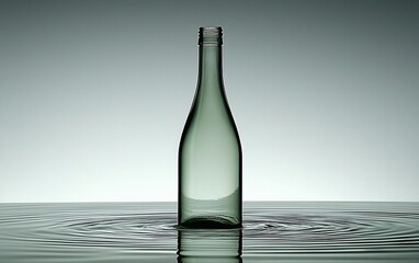 Poster - Empty wine bottle in water, studio shot, calm background, product packaging