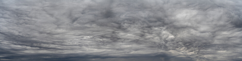 Wall Mural - panorama of dramatic gray summer storm clouds with interesting patterns and shape