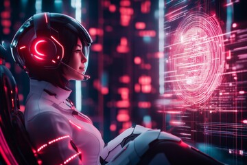 Poster - A cyberpunk investor reviewing secure cryptocurrency holdings on a neon-lit digital screen, surrounded by futuristic financial data