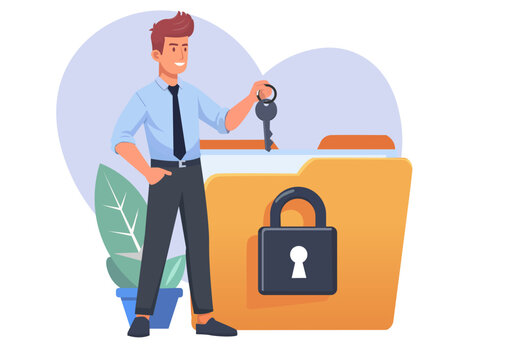Flat style illustration. Personal information protection