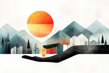 Poster - A flat, modern design of an outstretched hand with no coins dropping into it, symbolizing financial struggle, using a soft gradient and clean typography