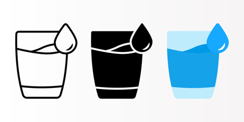 Wall Mural - Drink icon set. Glass of water sign. for mobile concept and web design. vector illustration on white background