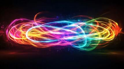 Poster - Colorful swirling light patterns create mesmerizing abstract art in digital form