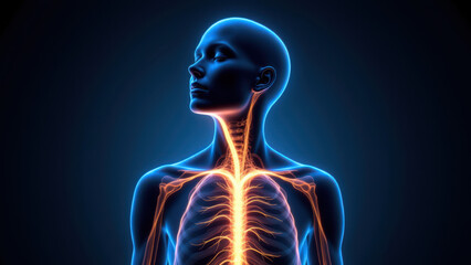 Wall Mural - A detailed medical illustration showcasing a full-body view of VNS (Vagus Nerve Stimulation).