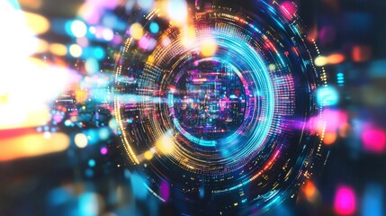 Poster - vibrant colorful abstract pattern depicting digital technology and modern ai concepts