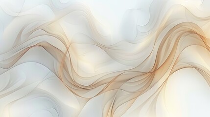 Wall Mural - A white background with soft, flowing lines in shades of beige and brown