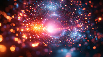Poster - Galactic vortex surrounded by glowing particles in a cosmic setting