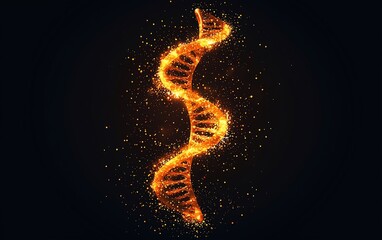 Poster - Glowing DNA helix, dark background, science concept, medical illustration