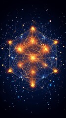 Poster - Glowing network nodes, dark space background, connection concept, tech illustration