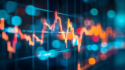 Poster - Abstract representation of financial market trends with colorful data visualization