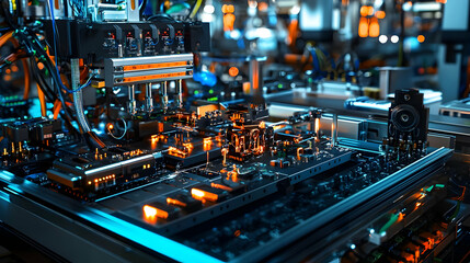 Poster - Close-up of a high-tech circuit board in a futuristic manufacturing facility