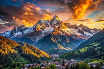 Wall Mural - Majestic Mount Blanc Panorama: Chamonix Valley, French Alps