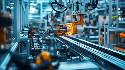 Poster - Robotic arm performing precision assembly in a modern manufacturing facility (1)