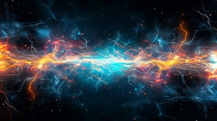 Poster - Bright electric currents interweave with cosmic colors in stunning 4k resolution
